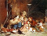 Farmyard Paintings - Farmyard Rascals by Gaetano Chierici